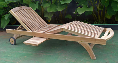 Teak Ligbed met Wielen